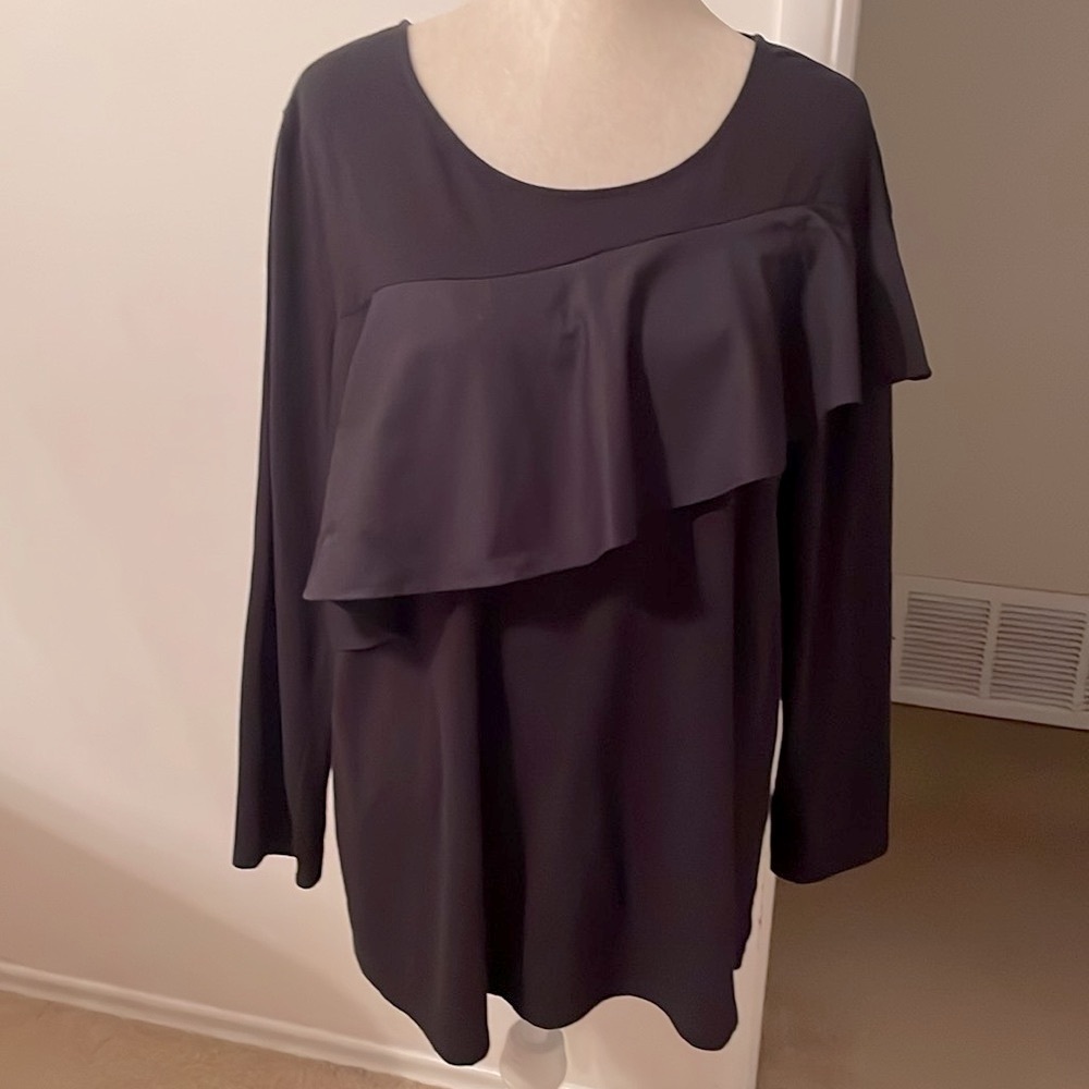 Style & Co Black Top With Ruffle.